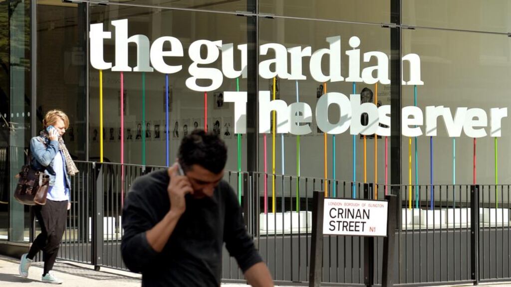 The main entrance of the Guardian Newspaper office in north London. Photograph: John Stillwell/PA Wire