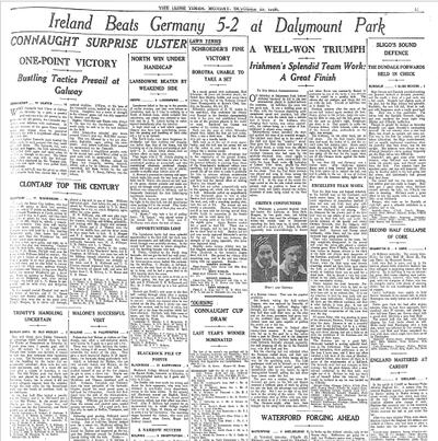 The match report from The Irish Times the following Monday.