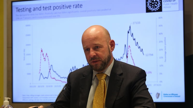 Professor Philip Nolan, chair of Nphet’s epidemiological modelling advisory group, at a media briefing on Covid-19 in the Department of Health. Photograph: Sam Boal/RollingNews.ie