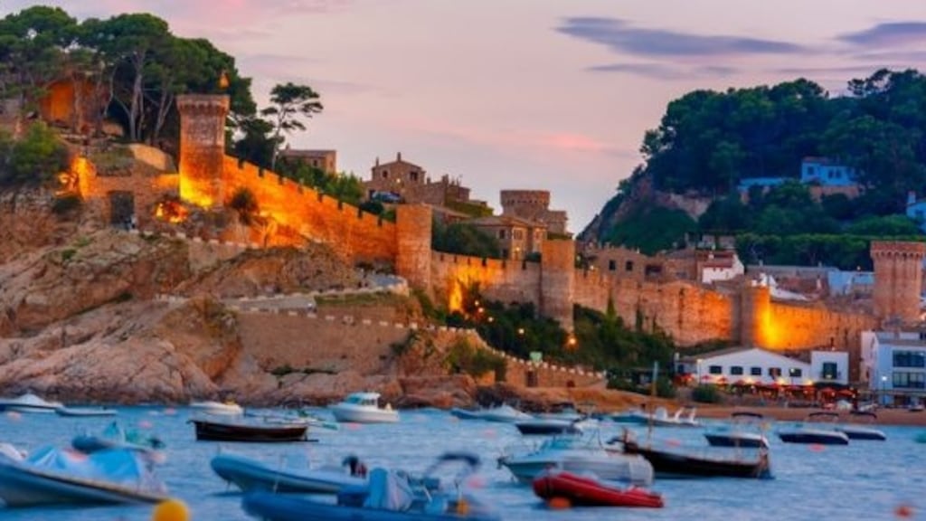 Gran Platja beach and Badia de Tossa bay on the Costa Brava. Ryanair Holidays offered holiday packages for Spain and other countries