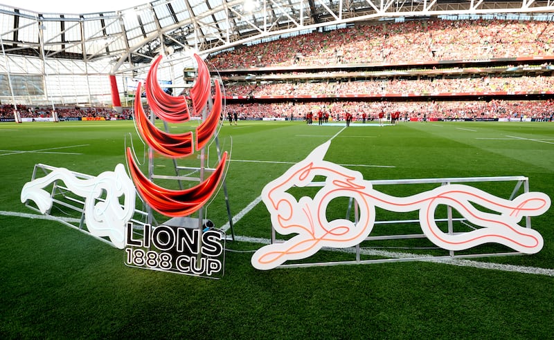A view of the pitch ahead of the Lions v Argentina at the Aviva Stadium. Photograph: Billy Stickland/Inpho