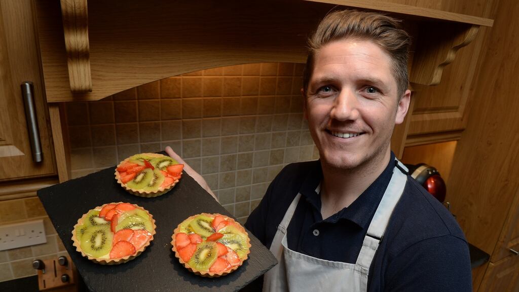 Neil Reid with his finished baked tarts .Photograph: Cyril Byrne