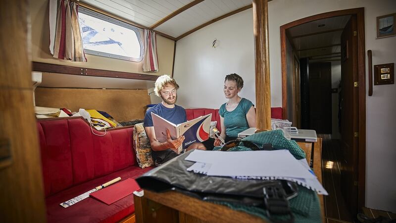 Nick Russell and Claire McCluskey on board Rogue Trader.