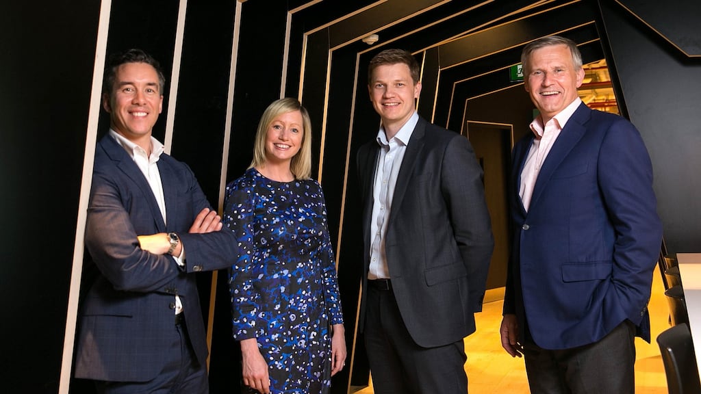 (Left) Graham Healy, Avanade Ireland country manager; Aisling Curtis, Microsoft Ireland commercial director; Darren Hardman, Avanade Europe president; Alastair Blair, Accenture Ireland managing director. Photograph: Shane O’Neill/SON Photographic