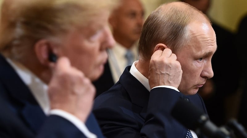 Vladimir Putin declared, and Donald Trump echoed: “Co-operation between our countries has the potential to save hundreds of thousands of lives” in Syria. Photograph: Brendan Smialowski/AFP/Getty Images