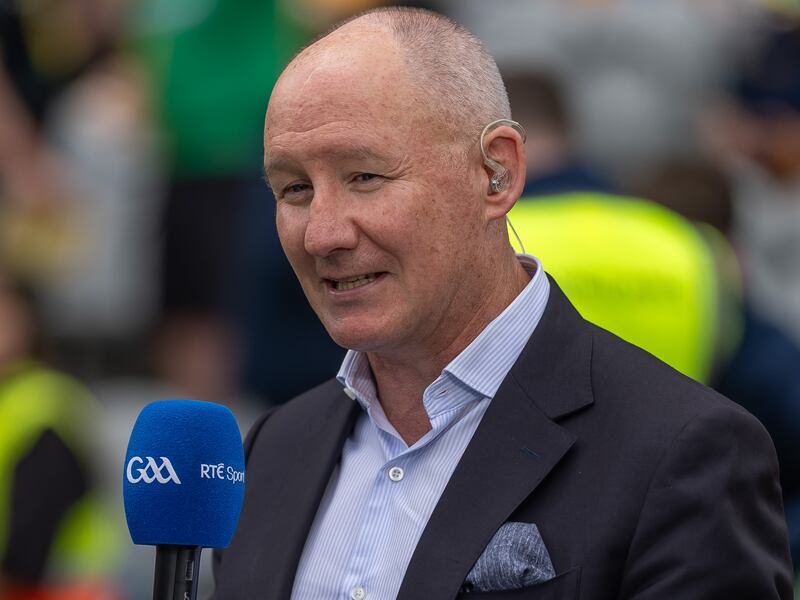 Former Dublin manager Jim Gavin working for RTÉ in Croke Park: 'Half-time is only a break in play, I think this is far from over.' Photograph: Morgan Treacy