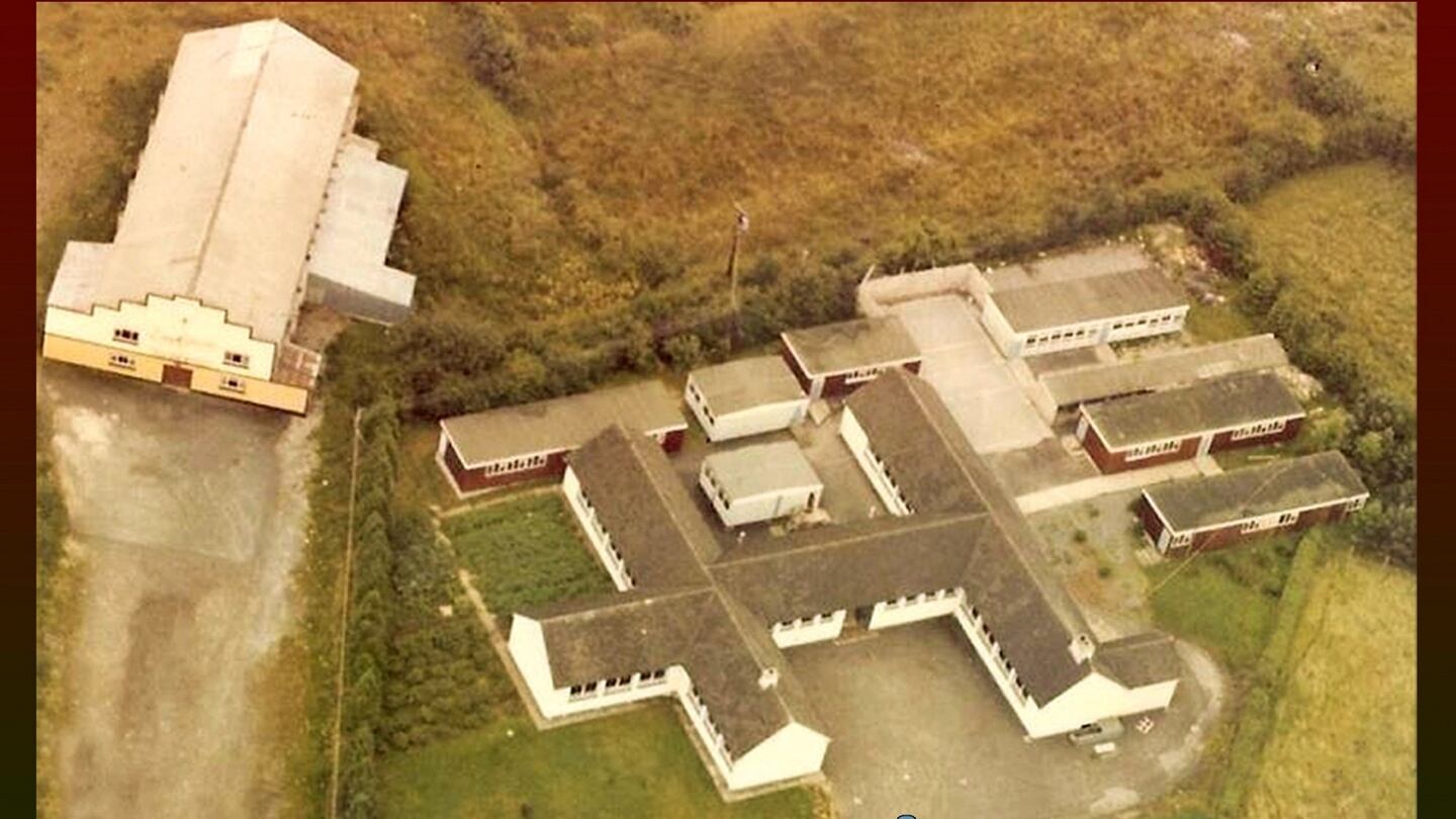 Bisected by a central entrance, the main building of Drumshando Vocational School had a long corridor where the girls kept to the Kitchen, Science Room, Shorthand and Commerce side of the building and the boys occupied the opposite Woodwork and Metalwork Room end. To the left is the Mayflower Ballroom