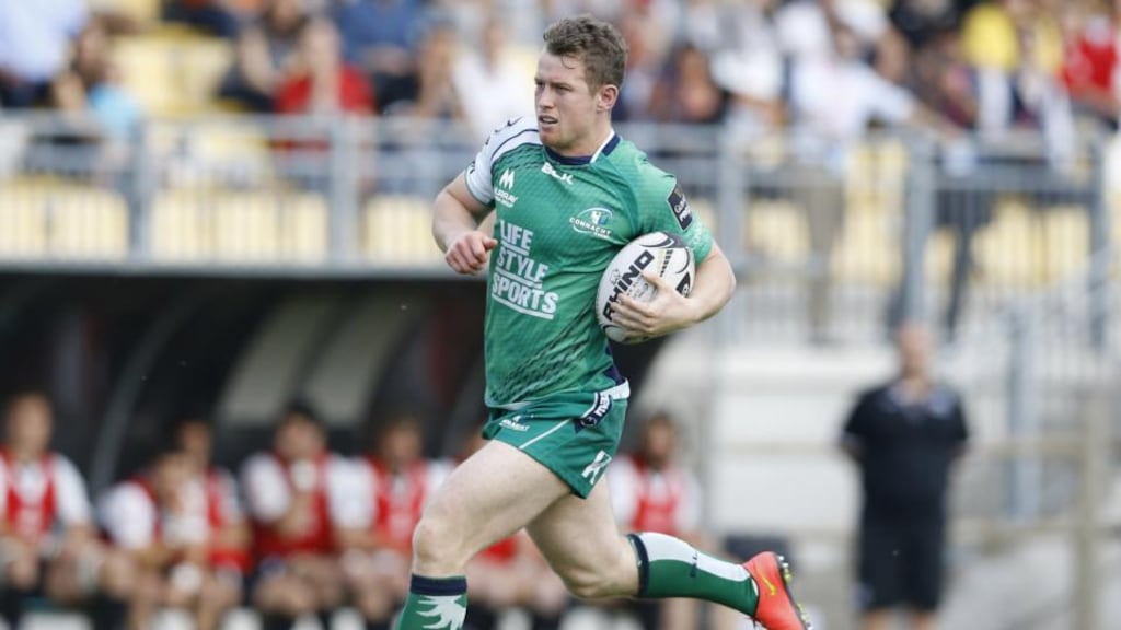Matt Healy crosses to score one of Connacht’s tries in their 40-10 win over Zebre in Parma. Photograph: Inpho