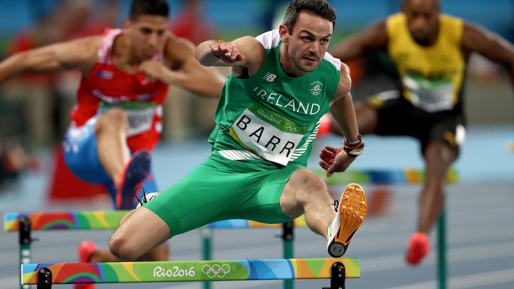 Thomas Barr of Ireland competes during the Men’s 400m Hurdles semi-finals earlier this week. Photograph: Alexander Hassenstein/Getty Images