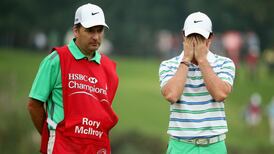 Dustin Johnson’s late blip lets in McDowell and Poulter