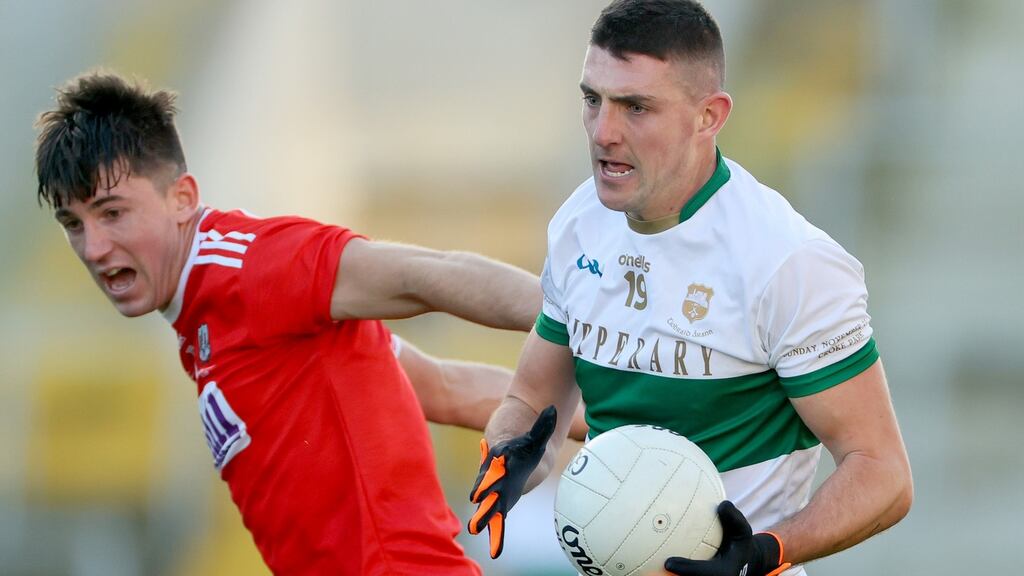 Cork’s Tadhg Corkery and Colin O’Riordan of Tipperary during the Munster final. Photograph: ©INPHO/James Crombie