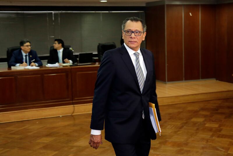 Ecuador’s former vice president Jorge Glas had sought asylum in the Mexican Embassy in Quito after being indicted on corruption charges (Dolores Ochoa/AP)