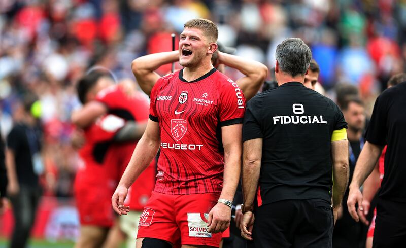 Jack Willis of Toulouse celebrates after their victory. Photograph: David Rogers/Getty