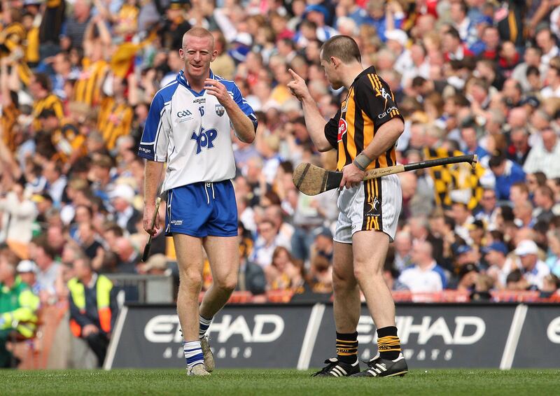 John Mullane of Waterford exchanges words with Michael Kavanagh of Kilkenny during the 2008 All-Ireland final, which Kilkenny won by 23 points. Photograph: INPHO/Cathal Noonan