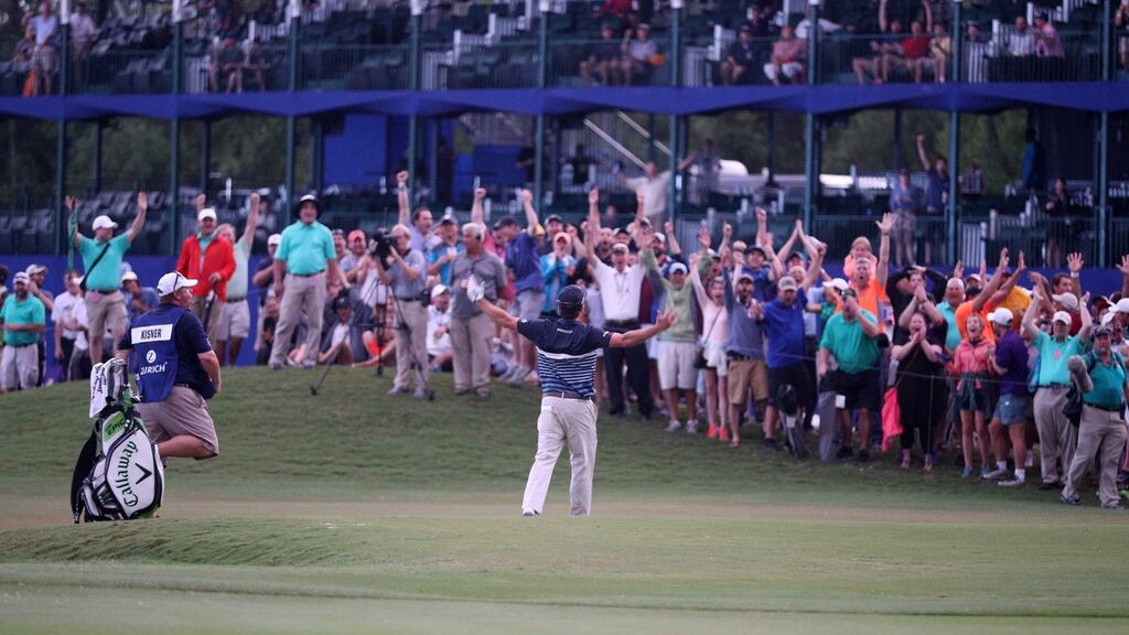 Kevin Kisner eagled the 18th to take the Classic of New Orleans to a play-off on Monday. Photograph: Chris Graythen/Getty