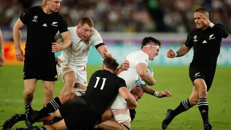 Tom Curry carries during England’s win over the All Blacks. Photograph: Odd Andersen/AFP/Getty
