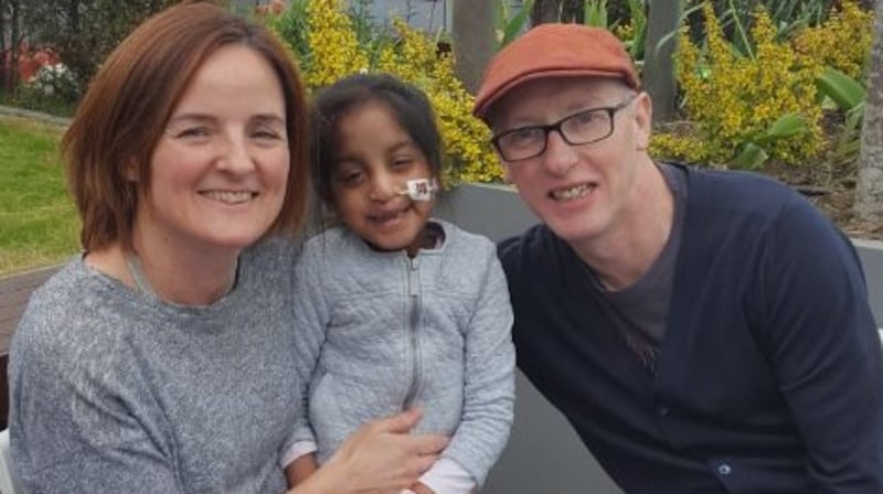 Pranathi with her parents, Anne-Marie Lally and Ivor O’Donovan