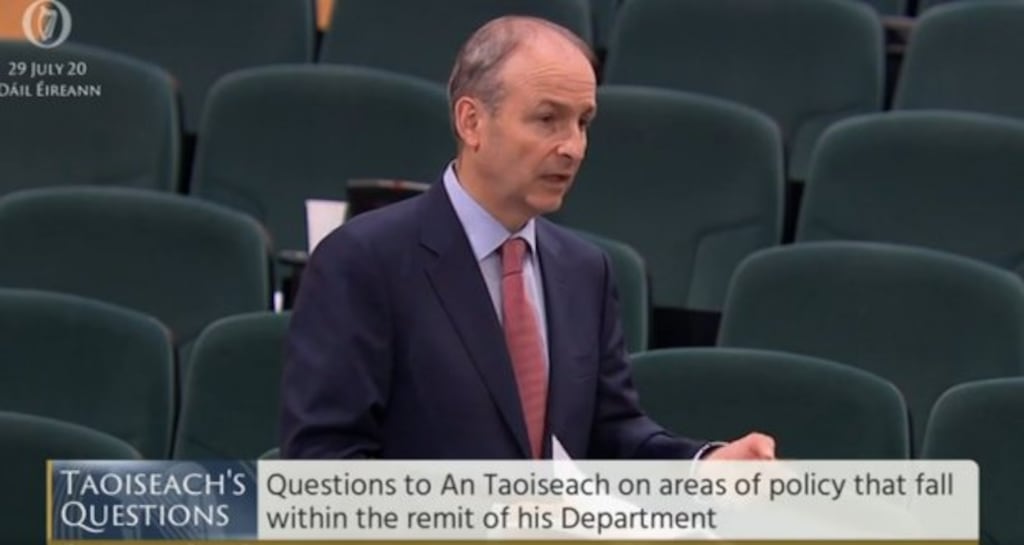Taoiseach Micheál Martin speaking in the Dáil sitting in Dublin's Convention Centre. File photograph: Oireachtas TV screenshot