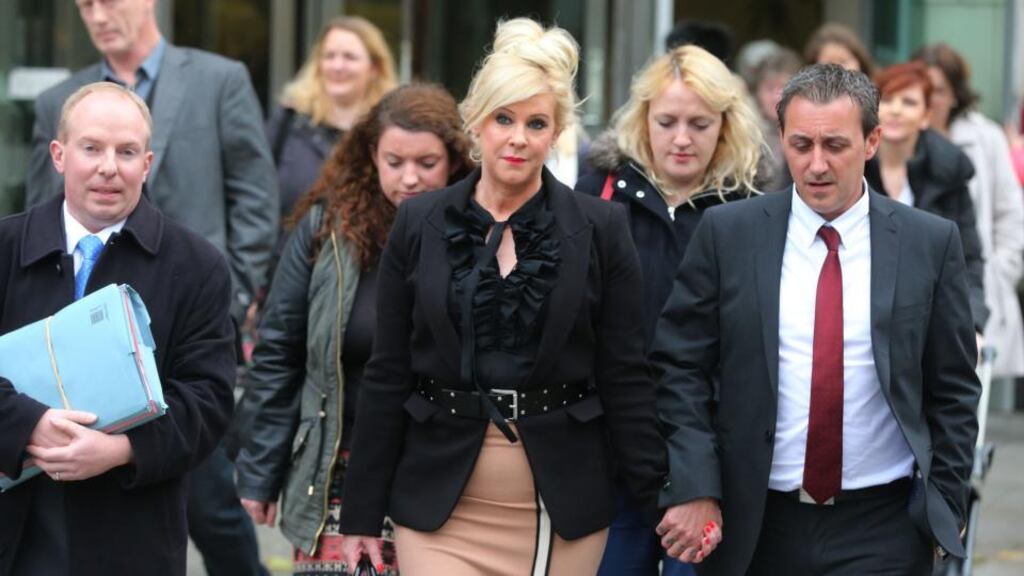 Bernadette Smyth leaving Belfast Magistrates’ Court after she was ordered to do 100 hours’ community service and pay £2,000 compensation after being convicted of harassing Dawn Purvis last year. She has been successful in an appeal against that conviction. File photgraph: Niall Carson/PA Wire
