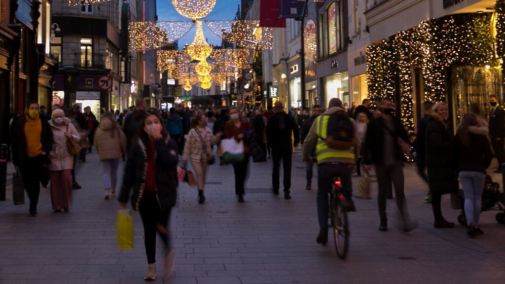 Shoppers on Grafton Street in Dublin in the lead-up to Christmas. Photograph: Gareth Chaney/Collins