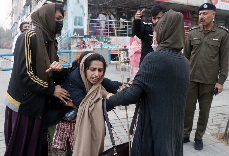 Pakistani police detain a supporter of jailed former prime minister Imran Khan in Lahore at the weekend. Photograph: Rahat Dar/EPA-EFE