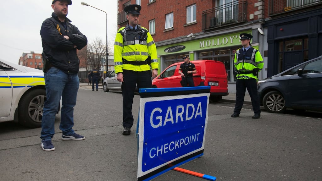 Members of the Gardai at a checkpoint in Dublin. File photograph: Collins
