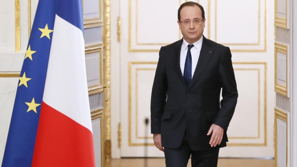 François Hollande: “The exemplarity of the Republic is the condition of its authority,” he said after the weekly cabinet meeting, calling for “an implacable struggle against the abuse of money, greed and hidden finance” . Photograph: Patrick Kovarik/Reuters