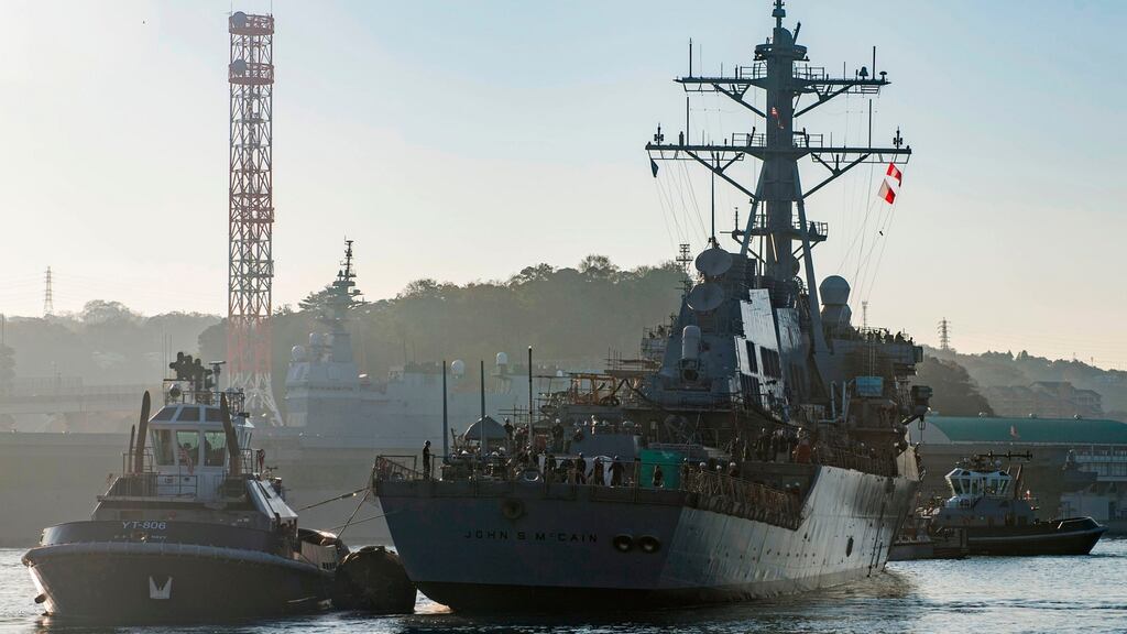 A file photograph released by the US Navy in November shows the missile destroyer USS John S. McCain. Photograph: Getty Images