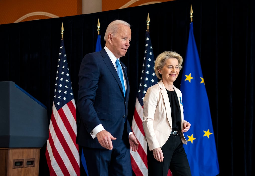 US President Joe Biden and the President of the European Commission, Ursula von der Leyen have agreed that the EU and the US must 'share the most comprehensive and dynamic economic relationship in the world'. Photograph: Doug Mills/The New York Times