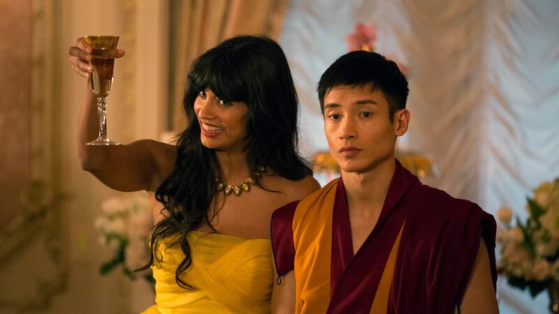 Jameela Jamil and Manny Jacinto in The Good Place