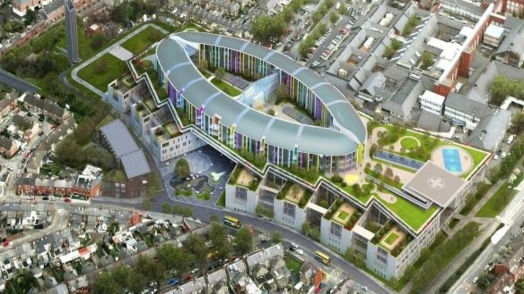 An aerial view of the site for the new National Children’s Hospital at the St James’s Hospital campus in Dublin.