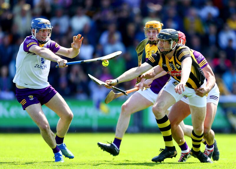 Kilkenny’s Walter Walsh and Wexford’s James Lawlor in action in Wexford Park during their Leinster SHC clash. Photograph: Ken Sutton/Inpho