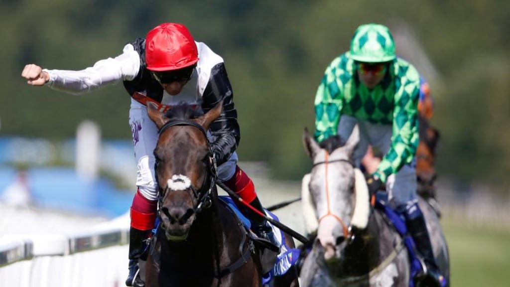 Frankie Dettori partnered the brilliant Golden Horn to victory in the Eclipse at Sandown. Photograph: Getty