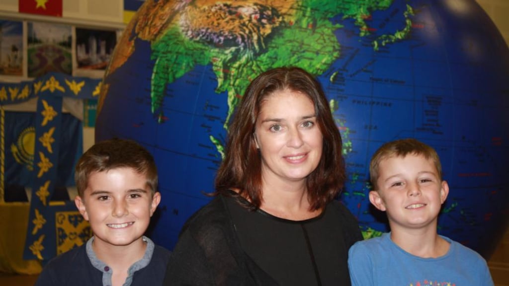 Global perspective: Deirdre Grimshaw with her sons Matthew and Stevie in Vietnam