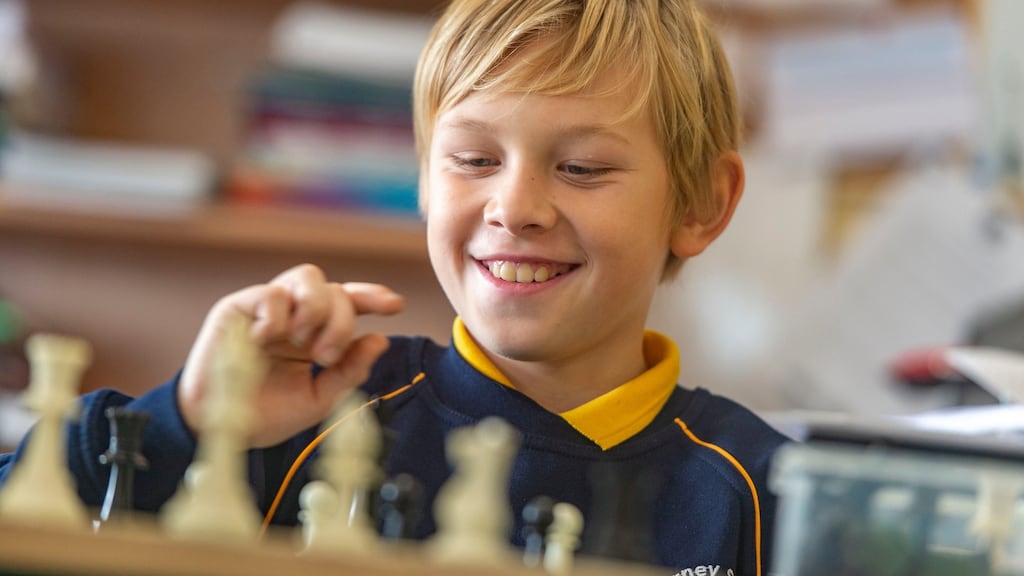 Michal Bogdanovich plays chess in Blarney Street CBS primary school in Cork. Photograph: Michael MacSweeney/Provision