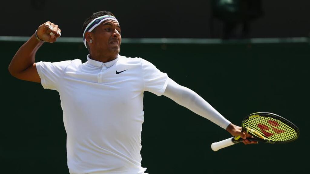 Nick Kyrgios of Australia made on court jibes about Stan Wawrinka’s girlfriend. Photograph Clive Brunskill/Getty Images