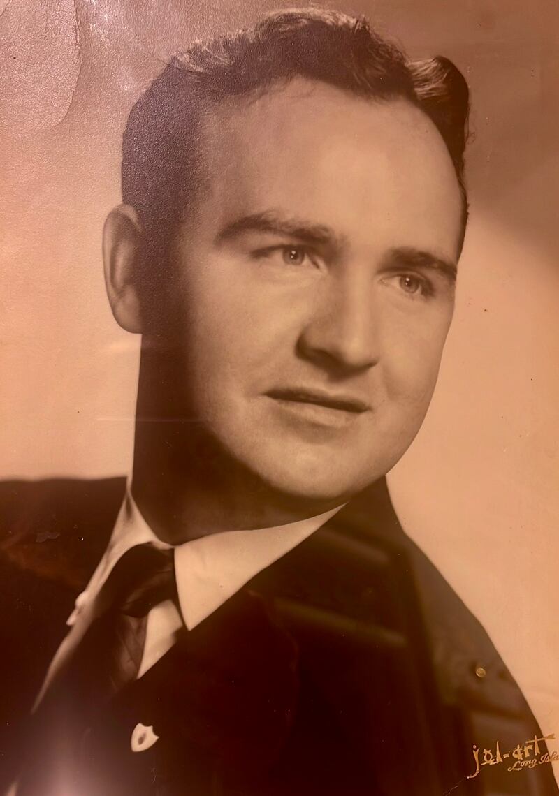 Woman's Hour presenter Nuala McGovern's late father Jim in an image she shared on Twitter