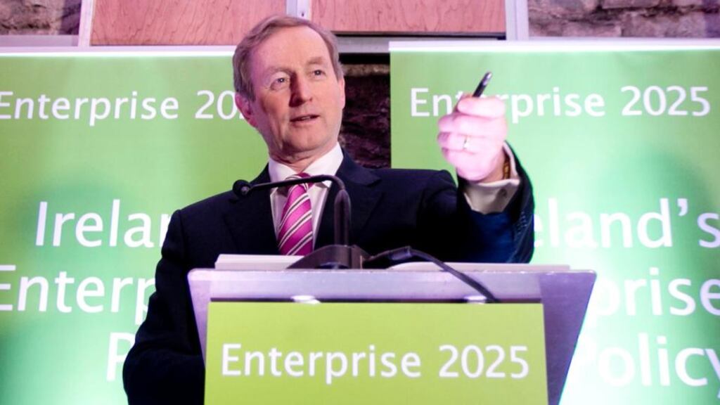 Taoiseach Enda Kenny at the launch of Enterprise 2025: Ambitious employment targets are predicated on economic growth continuing without major interruption to Ireland’s growth trajectory by external or internal shock. Photograph: Chris Bellew/Fennells