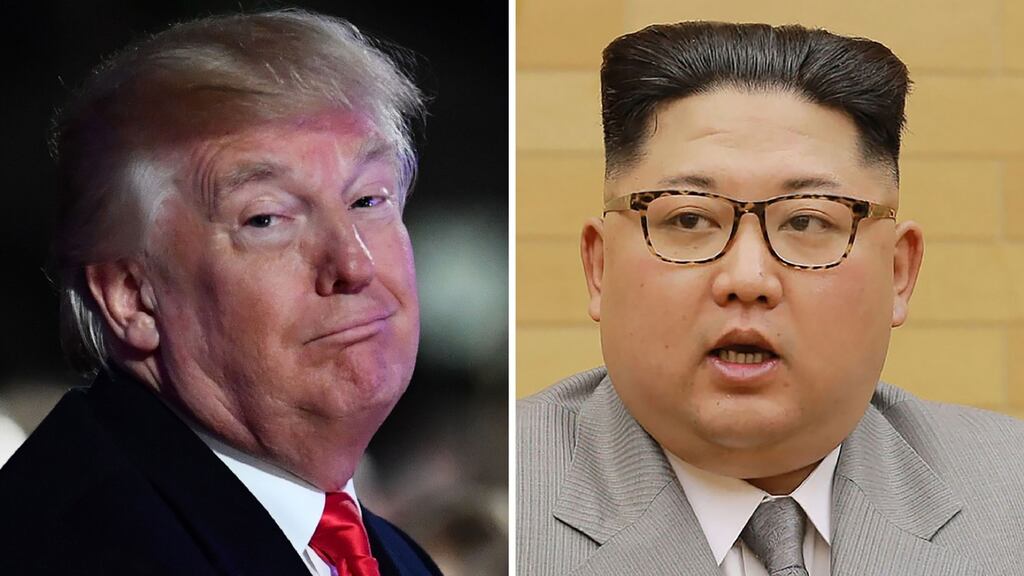 US president Donald Trump has said he would ‘absolutely’ be willing to talk on the phone to North Korean leader Kim Jong Un. Photographs: Nicholas Kamm and KCNA via AFP/Getty Images.