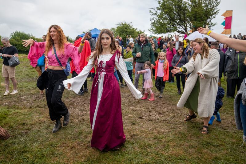 People dance and enjoy the Bealtaine Fire Festival. Photograph: Tom Honan/The Irish Times
