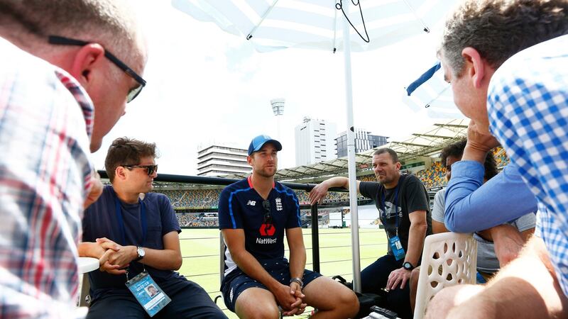 England’s Dawid Malan talks to the media during the preview day at The Gabba. Photo: Jason O’Brien/PA Wire