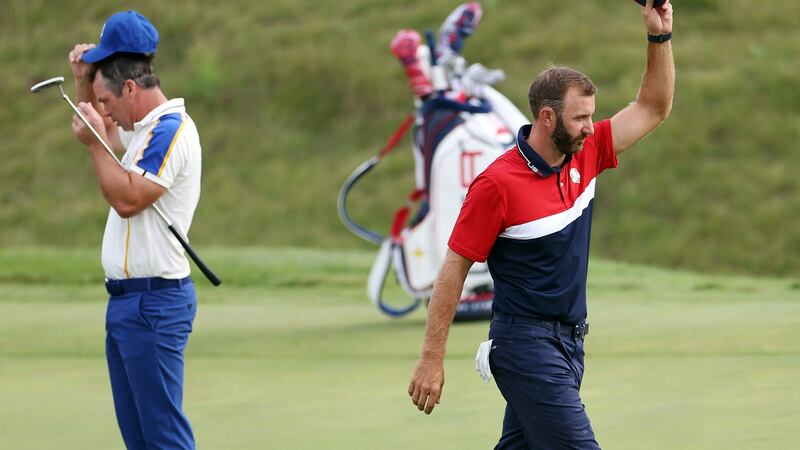 Dustin Johnson won five matches out of five over the three days. Photo: Richard Heathcote/Getty Images
