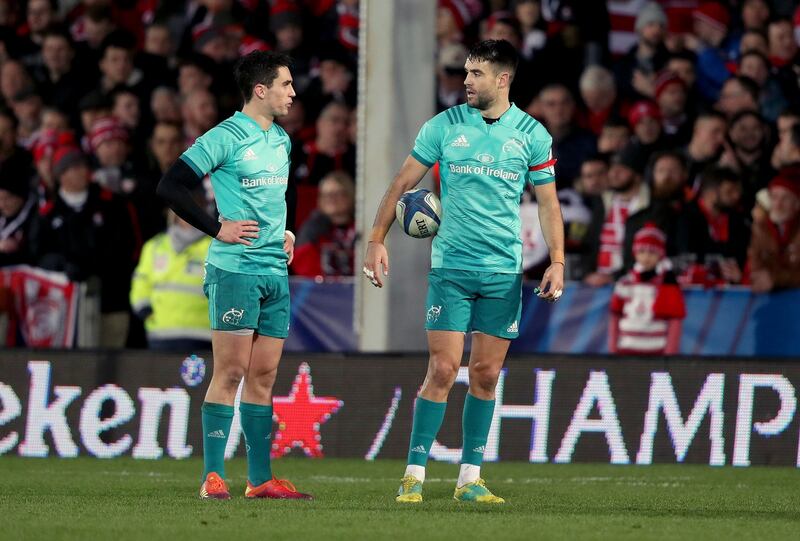 Carbery and Murray during the Champions Cup win over Gloucester. Photo: Dan Sheridan/Inpho