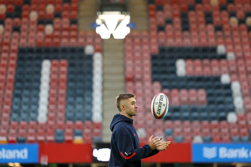 Munster's Jack Crowley in Thomond Park before the match against Cardiff on October 4th. Photograph: Ben Brady/Inpho