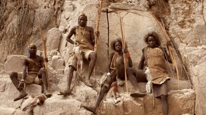 Members of the Hadza community in Tanzania, one of the few surviving societies that draw on hunter-gatherer traditions. Photograph: Getty