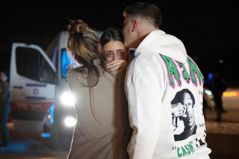 Mia Schem, a 21-year-old hostage, is reunited with her family on November 30th following 55 days in Hamas captivity. Photograph: GPO/Getty Images