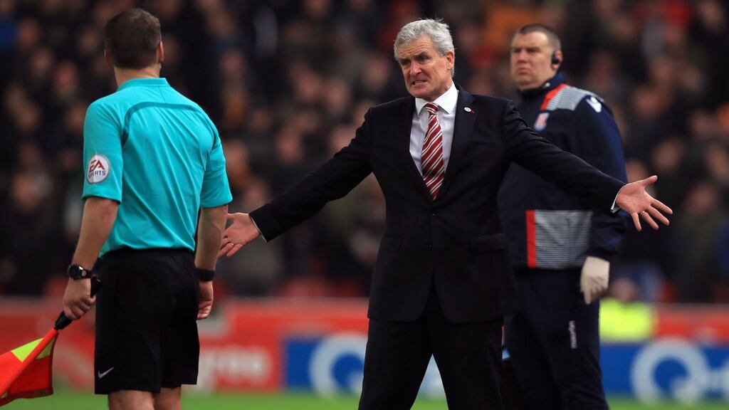 Stoke City manager Mark Hughes during their FA Cup third round loss to Wolves. Photo: Mike Egerton/PA