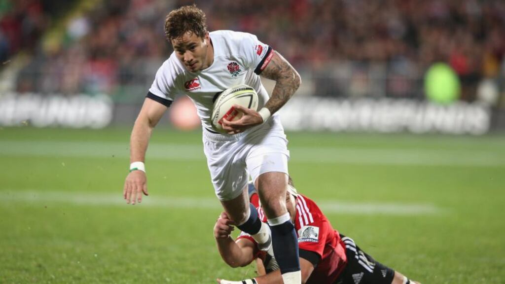 Danny Cipriani of England breaks clear with the ball during the match between the Crusaders and England at the AMI Stadium. Photograph by David Rogers/Getty Images