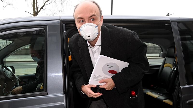 Dominic Cummings arriving to give evidence to Westminster’s science and technology committee in London. Photograph: EPA/Facundo Arrizabalaga