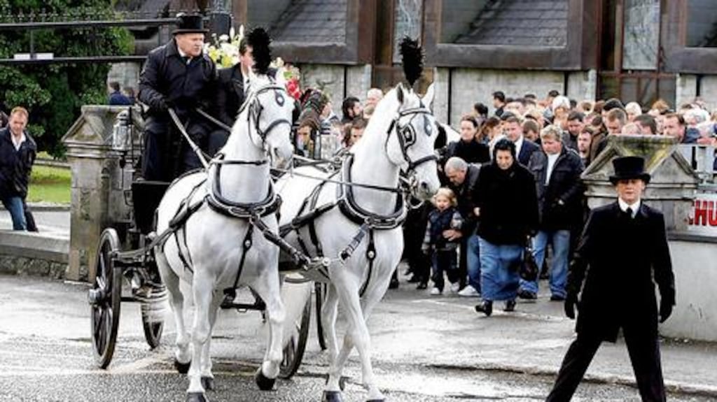The funeral of John Paul Joyce at the Church of the Immaculate Conception, Ashbourne, Co Meath, yesterday.